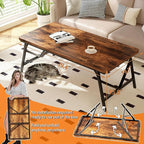 Folding Coffee Table, No Assembly Low Coffee Table, Floor Table Desk for Sitting on The Floor, Portable Floor Table for Living Room, Home, Caravan and use, 39.4L‘ x 19.7W’ x 15.8H’