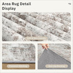 Soalmost Area Rugs 4x6 for Living Room, Vintage Washable Rugs for Dining Room, Kitchen, Non-Slip Area Rug Pink Grey