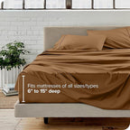 Bare Home California King Sheet Set - 1800 Ultra-Soft Microfiber Cal King Bed Sheets - Double Brushed - Deep Pockets - Easy Fit - 4 Piece Set - Bed Sheets (California King, Caramel)