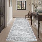 Soalmost Runner Rug 3x6 Washable Non-Slip Kitchen Runner Rugs for Bathroom Laundry Room Grey Vintage Floor Carpet Runners for Hallway Entryway
