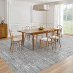 5x7 Area Rugs Living Room: Washable Large Vintage Grey Rug Neutral Non-Slip Soft Stain Resistant Indoor Carpet for Bedroom Nursery Dining Room Under Table Bed Home House Office Playroom