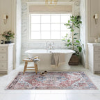 Washable Area Rug, Modern Farmhouse, Vintage, Turkish, Bohemian, Distressed, Oriental, Traditional, Rugs for Living Room, Dining, Bedroom, Office, Entryway, Foyer, (858rm, 2' x 3')
