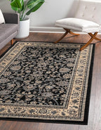 Rugs.com Yasmin Collection Rug – 7' x 10' Black Medium Rug Perfect for Bedrooms, Dining Rooms, Living Rooms
