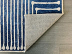 GLN Rugs Contemporary Collection - Machine Washable Area Rug, Contemporary Washable, Non Slip, Low Pile Chenille Rug, Living Room, Bedroom, Kitchen Rug (4' x 6' Lines Blue)