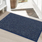 BEQHAUSE Dirt Trapper Door Mat 24" x 36", Non-Slip Washable Doormats Entrance Mat, Dirt Resistant and Absorbent Welcome Mat, Low Profile Floor Mats for Front Back Door and Entryway, Blue