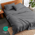 Bare Home Short Queen Sheet Set - 1800 Ultra-Soft Microfiber - Double Brushed - Deep Pockets - Easy Fit - 4 Piece Set - Bed Sheets (Short Queen, Grey)