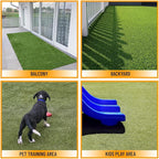 Ottomanson 6'6" x 39' Artificial Faux Grass Rug - Realistic Turf with UV Protection - Perforated for Easy Drainage - Durable, Hose-Off Synthetic Lawn Carpet for Indoor & Outdoor Use, Green