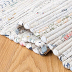 SAFAVIEH Rag Rug Collection Area Rug - 8' Square, Ivory & Multi, Handmade Boho Stripe Cotton, Ideal for High Traffic Areas in Living Room, Bedroom (RAR121G)