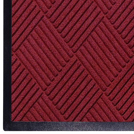 WaterHog Diamond | Commercial-Grade Entrance Mat with Rubber Border – Indoor/Outdoor, Quick Drying, Stain Resistant Door Mat (Red/Black, 6' x 8')