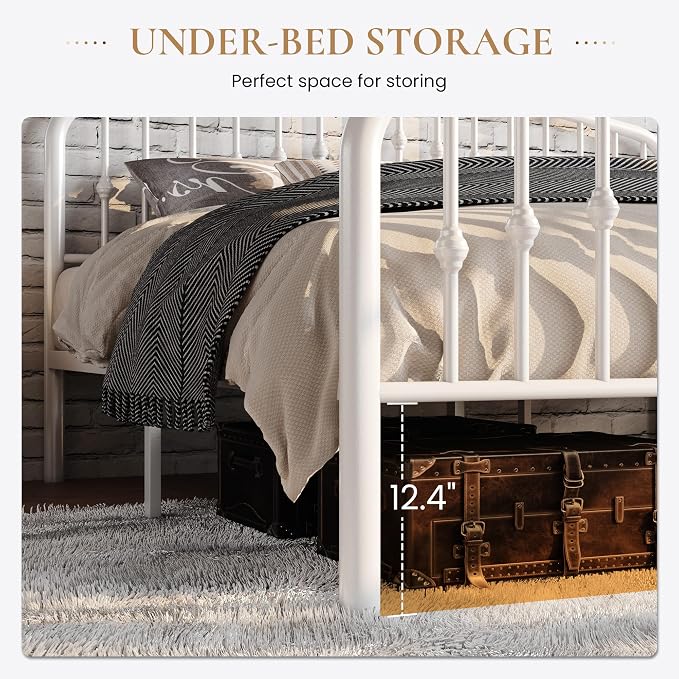 SHA CERLIN Queen Size Metal Platform Bed Frame