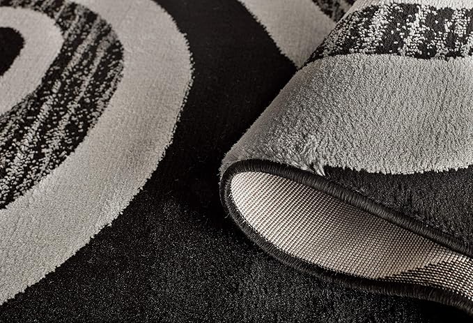 GLORY RUGS Modern Area Rug 5x7 Black Gray Swirls Carpet Bedroom Living Room Contemporary Dining Accent Sevilla Collection 4817A (5x7, Black)