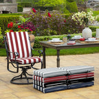 Arden Outdoor Dining Chair Cushion, 20 in x 20 in, Weather-Proof, Rain-Proof, Fade Resistant Patio Cushion for Patio, Dining, or Rocking Chairs 20 x 20, Ruby Red Cabana Stripe