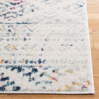 SAFAVIEH Area Rug 4x6 - Tulum Collection - Ivory & Blue, Moroccan Boho Tribal Design, Non-Shedding & Easy to Clean, Ideal for Living Room, Bedroom, Dining Space (TUL272C)