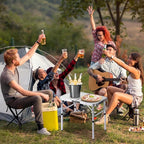 Folding Camp Table Small, 24''L x16''W with Adjustable Height Legs, Indoor Outdoor Lightweight Portable Aluminum Dining Table for Picnic Camping 2-Feet（2 Heights 10"/19"）