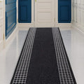 Custom Made Runner Rug for Kitchen Foyer Hallway Entry Choose Your Length 26 Inch Wide Geometric Checkered Design Black Color (10 feet x 26 inch)