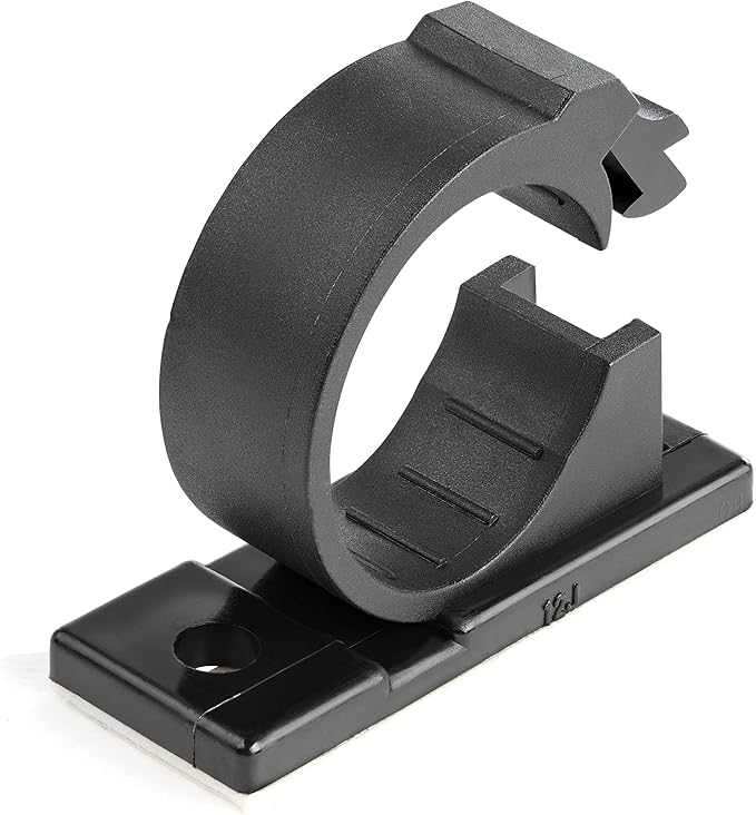StarTech.com 100 Adhesive Cable Management Clips Black - Network/Ethernet/Office Desk/Computer Cord Organizer - Sticky Cable/Wire Holders - Nylon Self Adhesive Clamp UL/94V-2 Fire Rated, TAA