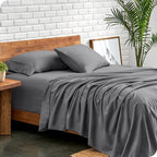 Bare Home Short Queen Sheet Set - 1800 Ultra-Soft Microfiber - Double Brushed - Deep Pockets - Easy Fit - 4 Piece Set - Bed Sheets (Short Queen, Grey)