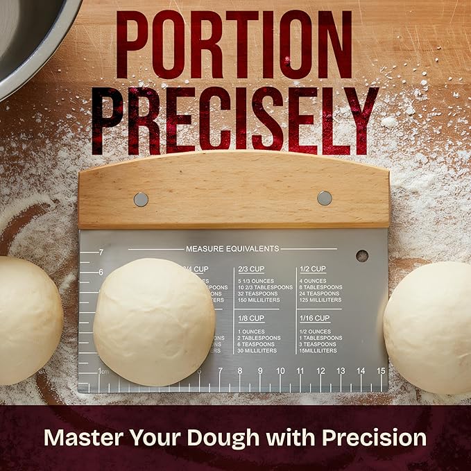 Superbaking Dough Scraper - 6" Bench Scraper - Dough Cutter with Ruler - Pastry & Cake Scraper - Kitchen Tools Sourdough Baking Supplies - Bread Making Tools & Accessories for Home Bakers