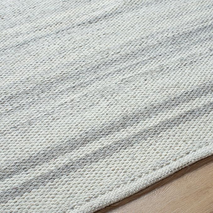 Mark&Day Wool Rugs, 9x12 Janmichael Solid and Border Gray Area Rug, Grey Ivory Carpet for Living Room, Bedroom or Kitchen (8'10" x 12')