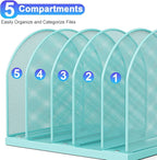 gianotter Desktop File Organizer, Desk Organizer with 5 Compartments, Paper Organizer for Desk, Workspace Organizers for Office Supplies (Blue, Upright Style)