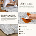 HUGEAR Machine Washable Area Rugs 10x14 Vintage Blue Large Living Room Bedroom Rug Neutral Style Non Slip Stain Resistant Low Pile Throw Carpet for Home Retro Aesthetic Modern Decor