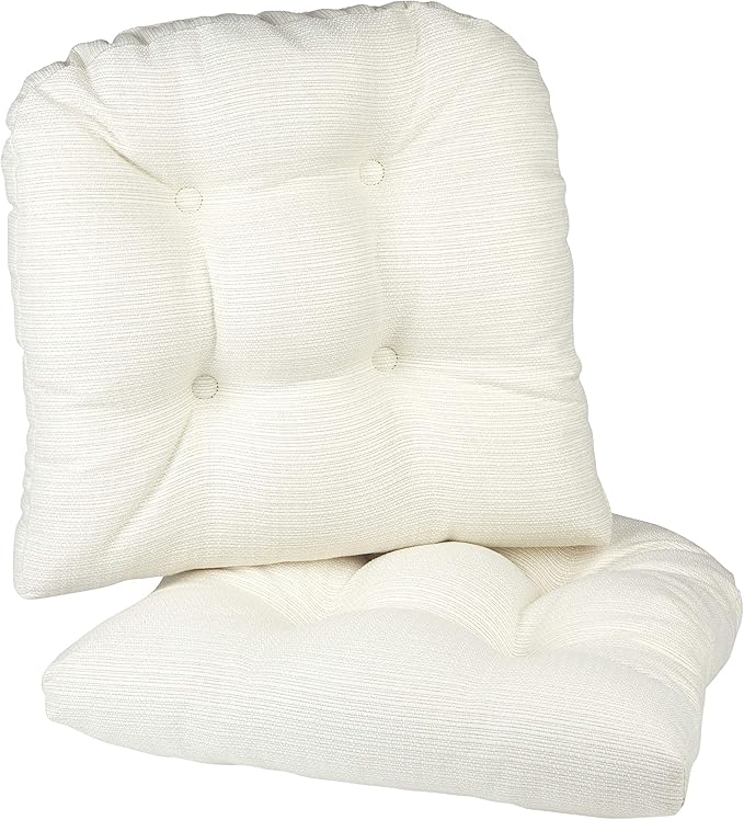 Klear Vu Gripper Overstuffed Universal Non-Slip Dining Chair Cushions for Kitchen Decor or Office Use, U-Shaped Skid-Proof Seat Pad, 17x17 Inches, 2 Count (Pack of 1), Solid Ivory