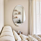 FICTOR Irregular Asymmetrical Wall Mirror, 32" x 19" Modern Decorative Mirror for Entryway, Bathroom, Bedroom, Living Room, Dining Room