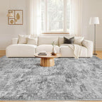 Nakagishi 10x12 Area Rugs Living Room: Washable Abstract Large Neutral Soft Rug Stain Resistant Modern Indoor Floor Non-Slip Carpet for Bedroom Nursery Kids Playroom Office Dining Room Dorm- Grey