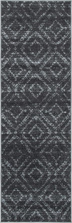 SAFAVIEH Adirondack Collection Runner Rug - 2'6" x 8', Dark Grey & Grey, Modern Diamond Distressed Design, Non-Shedding & Easy Care, Ideal for High Traffic Areas in Living Room, Bedroom (ADR131F)