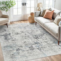Soalmost 6x9 Abstract Area Rugs for Living Room 6 x 9 Washable Non Slip Low Pile Gray Rugs for Bedroom Dining Room Foldable Thin Gray Blue