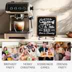 Coffee Bar Sign, Love is Brewing Farmhouse Tabletop Decor, Coffee and Tea Lover Gifts, 5x5 Wood Plaque with Iron Stand for Home Kitchen Cafe, Coffee Bar Decor – L04