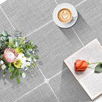 Coffee Table Cloth, Coffee Table Cover with Pockets and Tassel,Grey Grid for Living Room Small Rectangle Tablecloths Washer Dryer Fridge Top Dust Cover,Easy Care Machine Washable