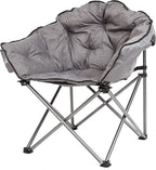 MacSports C932S-129 Padded Cushion Outdoor Folding Lounge Patio Club Chair, Gray