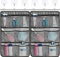 F-color Cruise Essentials 2026 - Mesh Shower Organizer Hanging with 7 Pockets for RV Gym Camping, Quick-Dry Portable Toiletry Bag with Metal Hooks for Bathroom Travel Toiletries, Black+Black