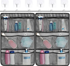 F-color Cruise Essentials 2026 - Mesh Shower Organizer Hanging with 7 Pockets for RV Gym Camping, Quick-Dry Portable Toiletry Bag with Metal Hooks for Bathroom Travel Toiletries, Black+Black