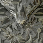 The HomeCentric King/Queen/Twin Grey Decorative Bed Runner Queen 74"x18" Bed Runner Without Pillow Cover, Embroidery, Floral, Pearl Bed Scarf on Jacquard Fabric - Liana
