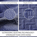 IR Imperial Rooms 8 Pack Quilt King Size Bedding (106" x 96") - Bulk Wholesale for Hotels, Guest Bedroom & Airbnbs - Lightweight Microfiber Reversible Floral Embossed Quilts Bedspreads (Navy)
