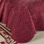 Touch of Class Portia Luxury Bedding | Rich Ruby Red | Premier Quilted Polyester Satin | Romantic Hand Guided Machine Quilted Scroll Design 3 Piece Set: Cal King Oversized Bedspread & 2 King Shams