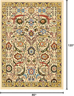 Unique Loom Espahan Collection Area Rug - Cape Cod (7' 1" x 10' Rectangle, Cream/ Black)