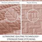 IR Imperial Rooms California King Quilt Bedding Set Size (118"x106") + 2 Pillow Shams (20" x 36"+ 2") - 3 Pcs All Season Reversible Microfiber Coverlet Embossed Quilt Bedspread (Peach/Baby Pink)