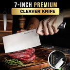 SliceElite Slice Series 7 Inch Cleaver Knife, Pakkawood, Leather Sheath