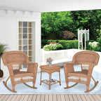Jeco 3 Piece Rocker Wicker Chair Set