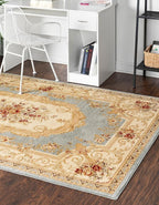 Rugs.com Chateau Collection Rug – 3' x 5' Light Blue Medium Rug Perfect for Entryways, Kitchens, Breakfast Nooks, Accent Pieces