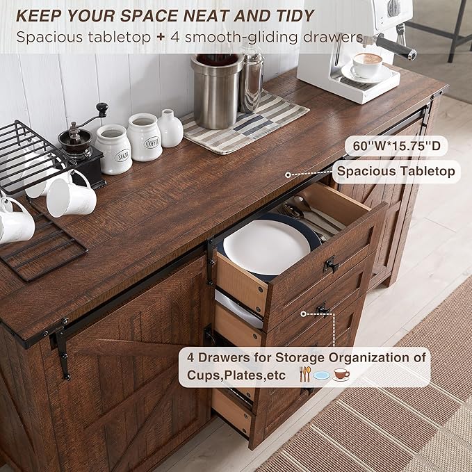 T4TREAM Farmhouse Sideboard Buffet Cabinet