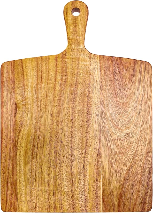 ZeQi Acacia Wood Cutting Board with Handle (15"L x 11"W), Wooden Cutting Boards, Chopping Board, Charcuterie Board, Serving board for Cheese, Bread, Pizza, Vegetables & Fruits