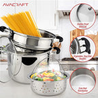 AVACRAFT 7 Quart 18/10 Stainless Steel 4 Piece Pasta Pot Set