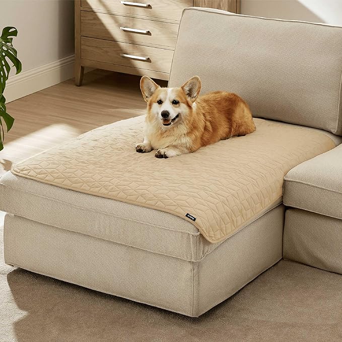 Bedsure 100% Waterproof Couch Cover for Dogs Washable - Non Slip Waterproof Dog Blanket for Couch Sofa, Lightweight Furniture Protector Durable for Pet Cat Puppy with Non-Slip Bottom, Beige, 40x50IN