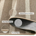 Lahome Striped Easy Jute Rug, 5x7 Dining Room Office Rug Washable Outdoor Patio Rug, Farmhouse Neutral Non Slip Stain Resistance Indoor Outdoor Carpet for Deck Classroom, Khaki
