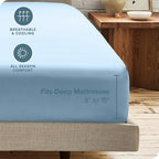 Bare Home 2-Pack Fitted Bottom Sheets Split King - Premium 1800 Ultra-Soft Microfiber - Deep Pocket - 4 Twin XL Fitted Sheets (Split King, Light Blue)