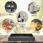 ATZYmolin Wood Serving Tray with Handles, Home Decorative Wooden Rectangle Ottoman Decor Platter Vanity Tray for Breakfast Dinner Drinks Kitchen Dining Living Bathroom Restaurants Black